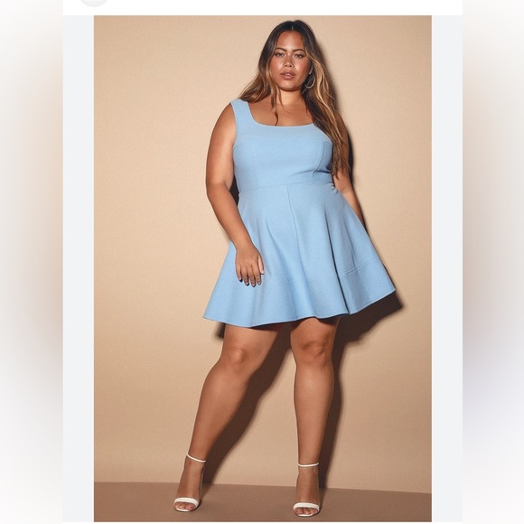 Lulu’s Home Before Daylight women's size 2XL periwinkle blue skater dress - Picture 1 of 5